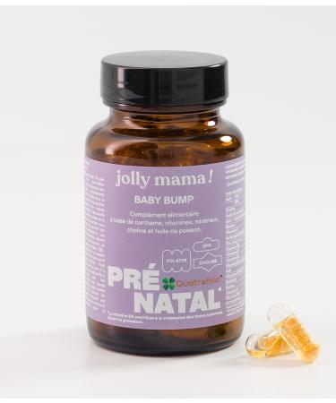 Baby Bump Multivitamins Pregnancy with DHA, Choline and Vitamin B9 Active Quatrefolic® – 15 Bioactive Active Ingredients for Mom and Baby Health – Recyclable Pot – Made in France Jolly Mama