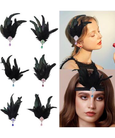 amangul 2in1 Women Feather Rhinestones Hair Hoop&Hairpin Halloween Cosplay Hairband Medieval Style Feather Shape Headbands(B) - Buy Online on GoSupps.com
