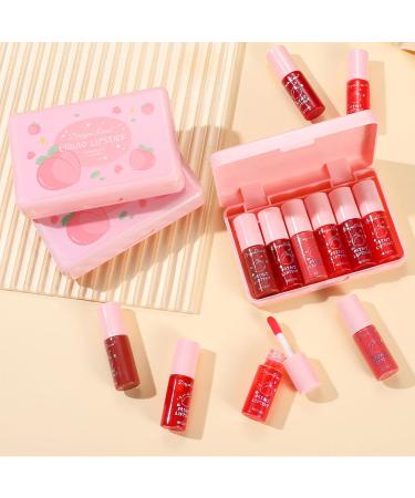6 Colors Peach Lip Tint Set - Korean Waterproof Lip Stain & Gloss for Lips & Cheeks | Long Lasting High Pigment Makeup - Buy Online on GoSupps.com