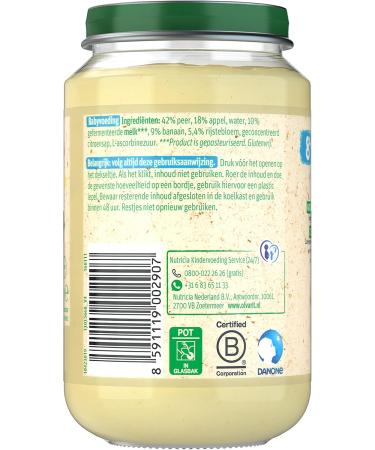 Nutricia Nederland BV Olvarit Pear Apple Yoghurt fruit snack for babies from 8+ months 6x200 grams of baby food in a fruit jar - Buy Online on GoSupps.com