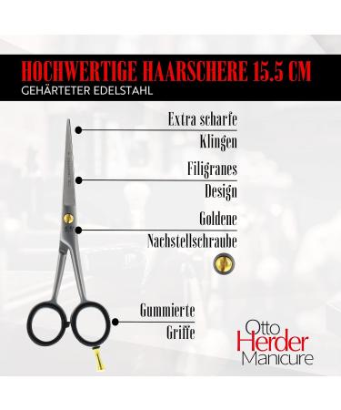 Otto Herder 5.5 Extra Sharp Hairdressing Scissors - Precision Hair Cutting with One-Sided Microcover & Golden Screw - Buy Online on GoSupps.com