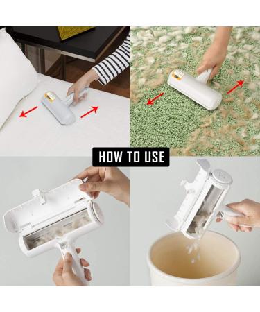 Nado Care Pet Hair Remover Roller - Self Cleaning Lint Roller for Dog & Cat Hair - White - Ideal for Furniture, Carpets, Bedding, Clothing | Easily Remove Pet Hair - Buy Online on GoSupps.com