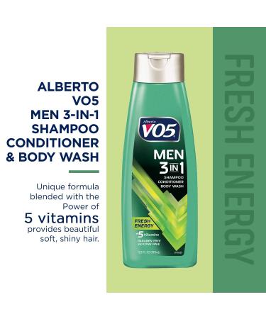 3 Pk Alberto VO5 Men's 3-in-1 Shampoo Conditioner Body Wash Fresh Energy 12.5oz - Energizing All-In-One Men's Hair and Body Care - Buy Online on GoSupps.com