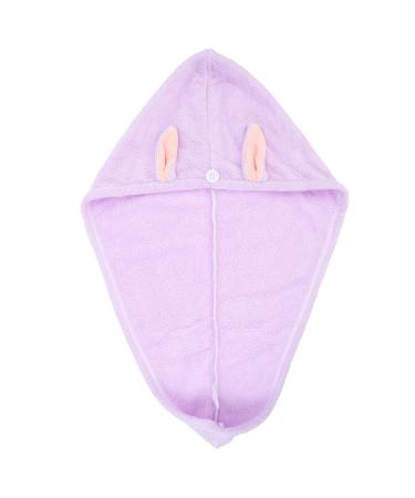 MAGICLULU Hair Protection 4pcs Bunny Ears Dry Hair Hat Hair Ring Quick Dry Coral Fleece Hair Health Violet