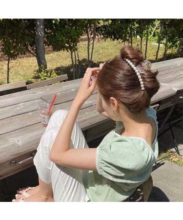 Set of 4 Pearl Hair Claw Clips - Fancy Acrylic Barrettes for Thick Curly Hair - Buy Online on GoSupps.com