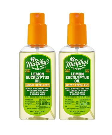 Murphy's Naturals Lemon Eucalyptus Oil Insect Repellent Spray | DEET Free | Plant Based, All Natural Ingredients | Mosquito and Tick Repellent | 4 Ounce Pump Spray | 2 Pack 4 Fl Oz (Pack Of 2)
