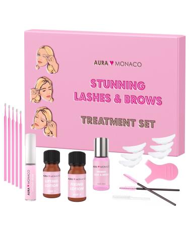 Aura monaco eyelash lifting set 'Light' for professional lash lifting premium starter set kit with lifting & fixing lotion primer lift glue eyelash brushes and tools vegan formula lash lift