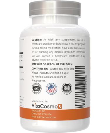 VitaCosmoX Diosmin Capsules 240 Count 1000 mg Serving Vegan Citrus Bioflavonoids 100% Vegetarian Non-GMO & Gluten Free Diosmin Supplement with Max Strength - Buy Online on GoSupps.com