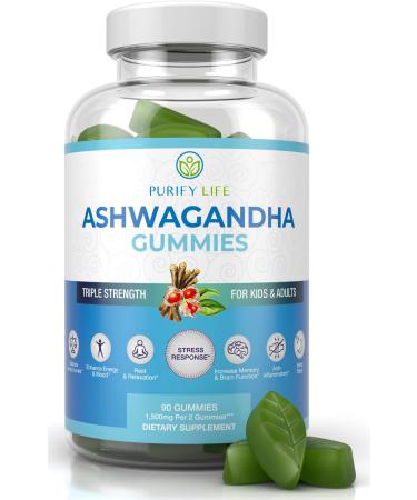 Ashwagandha Gummies (Max Strength - 750mg/Gummy) (90ct - Up to 3 Month Supply) Support Calm Mood, Relaxation, Sleep Aid & Cognitive Support - Ashwagandha Gummies for Women Ashwagandha Gummies for Men