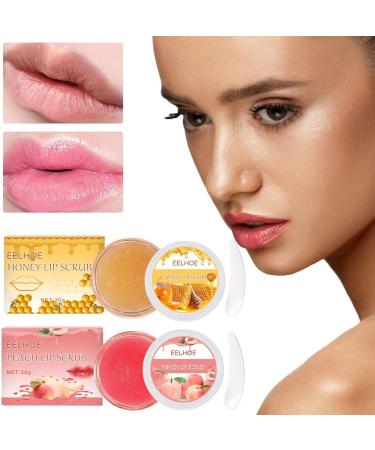 Natural Honey Peach Lip Peeling - Moisturizing & Brightening Lip Care (2 Pack) | Anti-Crack Lip Treatment - Buy Online on GoSupps.com
