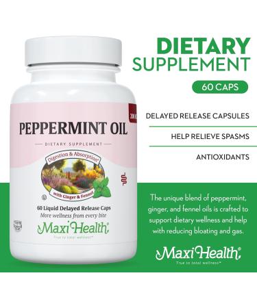 Maxi Health Peppermint Oil - 60 Capsules - Buy Online on GoSupps.com