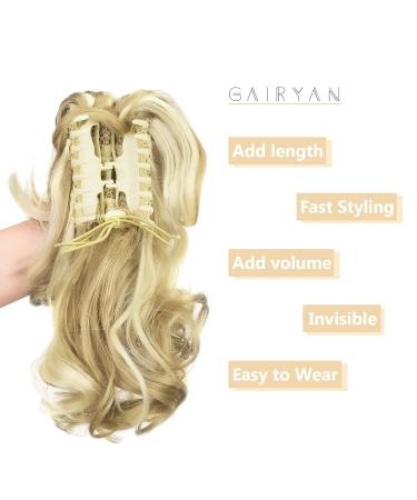 Buy Gairyan 30cm Ponytail Hair Extensions - Long Curly Claw Clip in Synthetic Wavy Hair (Sandy Blonde & Bleached Blonde) - International Shipping Available - Buy Online on GoSupps.com