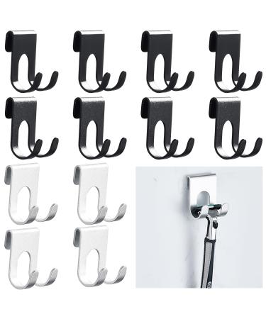 Ningyer 12 pieces of razor shower without drilling razor bracket self -adhesive razor holder multi -purpose hook razor holder Ideal for bathroom toilet kitchen office bathroom accessories (black/silver)