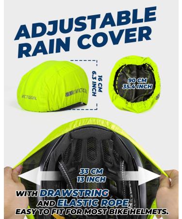Victgoal Waterproof Bicycle Helmet Rain Cover - Neon Yellow with Reflectors | Unisex Elastic Cap for Ultimate Protection - Buy Online on GoSupps.com