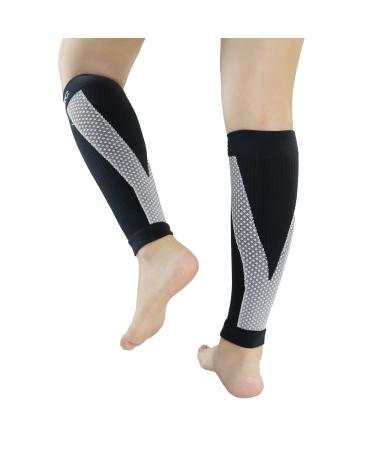 M Magic Sport Kinesiology Taping Compression Calf Sleeves Men and Women Running Hiking Cycling Jogging Medium-Large Black