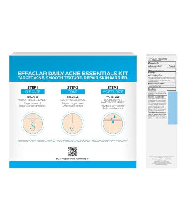 Effaclar Daily Acne Essentials Kit Acne Treatment System Salicylic Acid Acne Cleanser Pore Refining Toner & Matte Face Moisturizer for Oily Skin & Combination Skin Oil-Free 2 Month Supply - Buy Online on GoSupps.com
