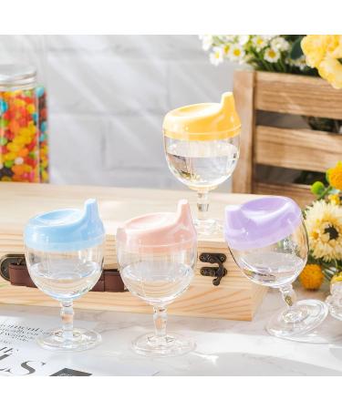 4 Pcs Wine Sippy Cup Goblet for Toddlers 8+ Months - Perfect for Baby Kids Birthday Party - Blue Pink Yellow Purple - Buy Online on GoSupps.com
