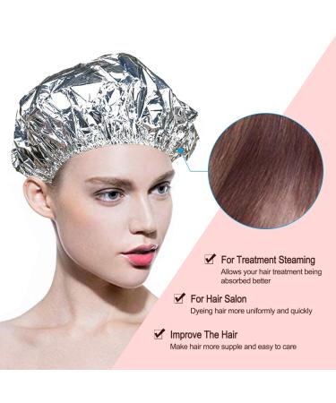 Wanxida 4 Pieces Aluminum Heat Cap - Waterproof Thermal Hair Cap for Nourishing Treatments | Gold & Silver | Ideal for Salon & Home Use - Buy Online on GoSupps.com