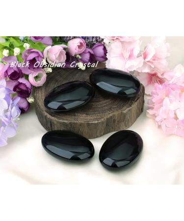 MAIBAOTA 2.4" Black Obsidian Crystal Healing Crystal Gemstones Pocket Polished Gifts Oval Shape Reiki Spiritual Energy Nature Crystals for Women Men Relief Balancing Stress Divination Meditation - Buy Online on GoSupps.com