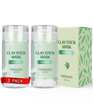 Green Tea Mask Stick(2 Pack), Purifying Clay Mask, Blackhead Remover,Poreless Deep Cleanse Mask Stick,Oil Control Face Mask, Skin Detoxifying Face Stick Mask for all Skin Types