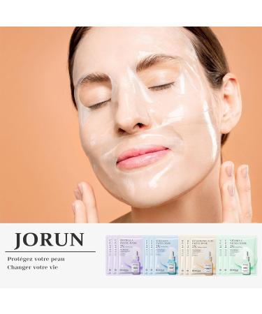 JORUN 12 Masques Hydratants en Tissu - Masques Cor ens Hydratants Anti- ge Masques claircissants Pour le Visage Multipack Beaut - Vegan Pour Tous Les Types de Peau Uni - Buy Online on GoSupps.com