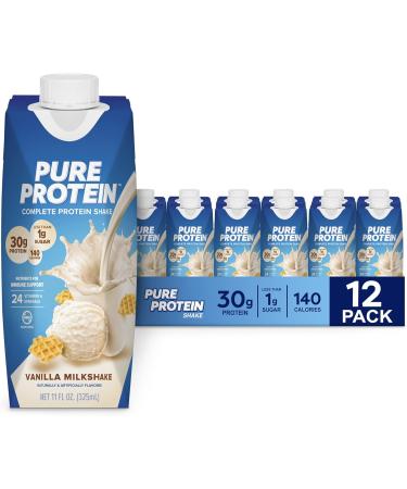 Pure Protein Powder Whey High Protein Low Sugar Gluten Free Vanilla Cream 1.75 lbs & Vanilla Protein Shake 30g Complete Protein Vitamins A C D and E Plus Zinc - Buy Online on GoSupps.com