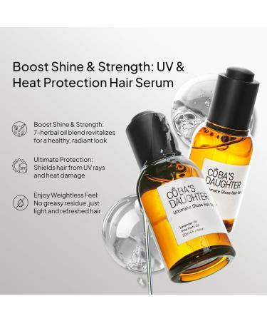 COBA S DAUGHTER Hair Serum for Dry Damaged Frizzy Hair | Nourishing UV & Heat Protection | Argan Jojoba & Inca Inchi Oils | Lavender Infused Shine - 1.69 oz - Buy Online on GoSupps.com