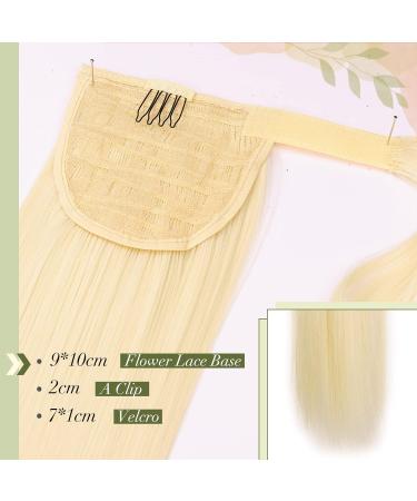 22-Inch Platinum Blonde Long Straight Ponytail Extension - Magic Paste Wrap Around 110g Synthetic Hair - Buy Online on GoSupps.com