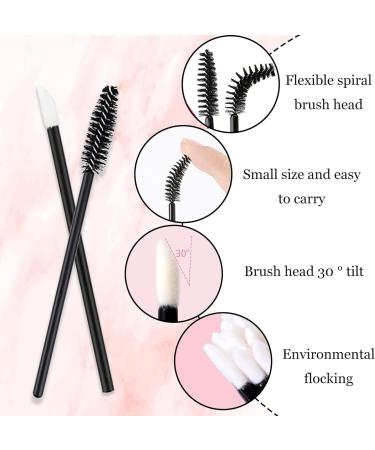 200 Pcs Disposable Mascara & Lip Wands Makeup Tool Kit - Black | Eyelash Eyebrow Extensions Brush Applicator for Cosmetic Makeup - Buy Online on GoSupps.com