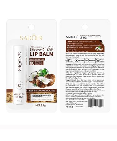 Coconut Oil Lip Balm - 100% Natural Moisturizes & Brightens Lips Fades Lip Lines | 2.7g - Buy Online on GoSupps.com