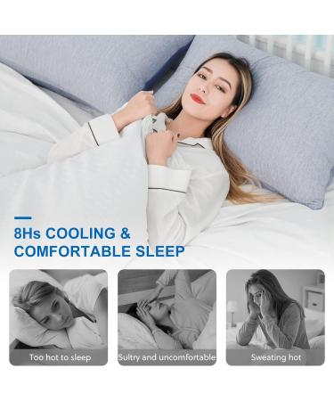 HOMFINE Cooling Pillow Cover Set (2) - 40x80 Kuhlmatte for Night Sweats Soft Side Sleeper Cushion Double-Sided ARC Chill Fiber Perfect for Summer - Blue - Buy Online on GoSupps.com