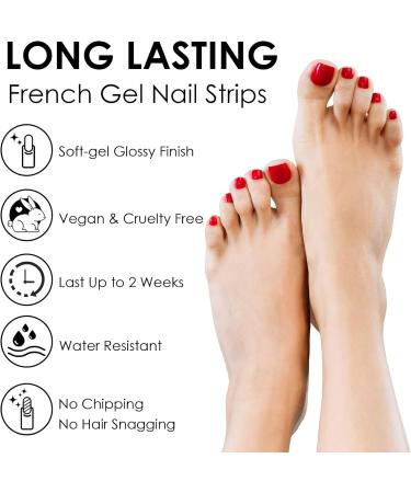 Semi Cured Gel Nail Strips 32 Pcs Black Gel Toenail Sticker Gel Toeail Strips Full Wraps Adhesive Semi Cured Gel Toenail Wrap Pedicure Set with Nail File & Stick (UV/LED Lamp Required) - Buy Online on GoSupps.com