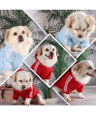 Shop Cute Dog Sweater for Small Dogs - Light Blue & Red Cotton Hoodie - Warm & Cozy Pet Apparel - Buy Online on GoSupps.com