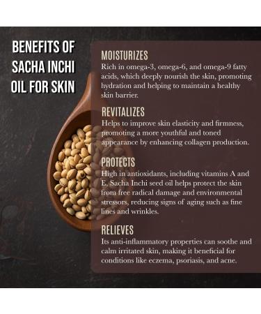 Organic Sacha Inchi Seed Oil - 100% Pure Cold Pressed - 4 oz Glass Bottle for Face Body & Hair Moisture - Buy Online on GoSupps.com