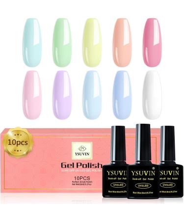 Yueshop 80ml Macaron Candy Pastel Gel Polish Set - 10 Colors UV/LED Soak Off Long Lasting Varnish for Manicure - Buy Online on GoSupps.com