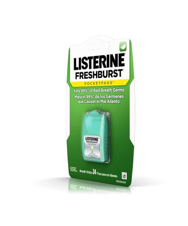 Listerine Freshburst Pocketpaks Fresh Breath Strips Mint Breath Refresher Strips to Kill 99% of Bad Breath Germs Portable Pack Freshburst Spearmint Flavor 24-Strips (Pack of 2) - Buy Online on GoSupps.com