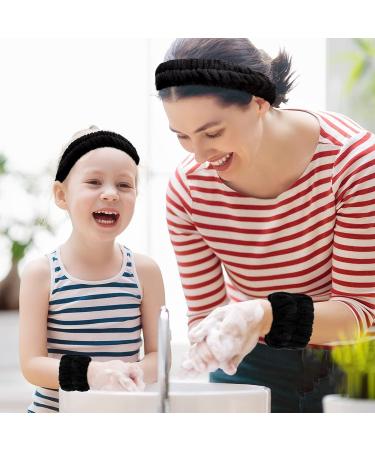 AMCAMI 9 Pcs Spa Headband & Wristband Set - Microfiber Makeup Hair Band & Facial Skincare Towels for Women & Girls - Black - Buy Online on GoSupps.com