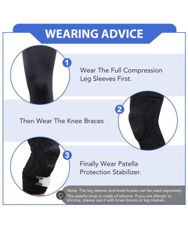 3PC Knee Brace Set with Full Leg Compression Sleeve - Pain Relief & Support for Hiking, Soccer, Basketball, Running - Black, Size A - Buy Online on GoSupps.com