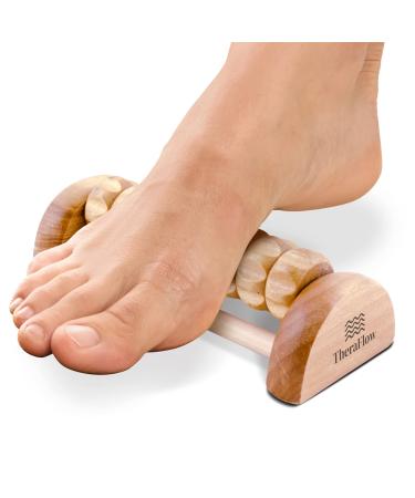 TheraFlow Foot Massager Roller Foot Roller for Plantar Fasciitis Relief - Foot Pain Diabetic Neuropathy Heel Arch Stress Relief Relaxation Gifts for Women Men Reflexology Tool - Wooden (Single) Small