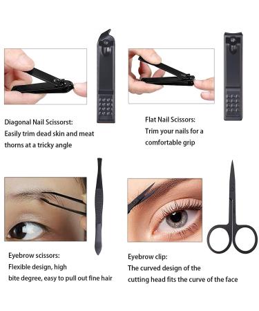 Rnitle Luxury 7-in-1 Manicure Set - Stainless Steel Nail Clipper & Pedicure Tools in Black PU Leather - Travel Beauty Kit - Buy Online on GoSupps.com