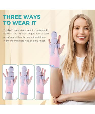 Adjustable Metacarpal Splint Brace - Two Finger Straightener for Right & Left Hand (Pink) - Shop Now for International Shipping - Buy Online on GoSupps.com