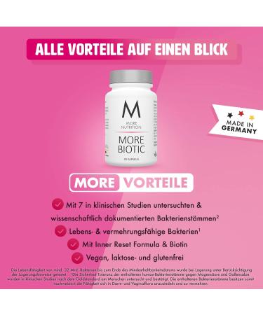 More Biotic: 3-Pack of 30 Vegan Capsules | Supports Intestinal & Vaginal Flora | 32 Billion Probiotics per Capsule | Clinically Studied Strains - Buy Online on GoSupps.com