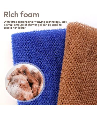African Net Sponge Set for Exfoliating Shower Body Scrubber - TCOTBE 2 Pieces, Skin Smoother & Back Scrubber, Nylon Bathing Scrubber for Men and Women - Daily Use - Buy Online on GoSupps.com