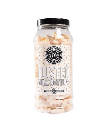 Dusted Milk Bottles - 580g by Turners Sweet Shop Traditional Retro Gift Jar Classic Original Pick & Mix Sweets Quality Confectionary Fantastic Gifts for Him Her or Them
