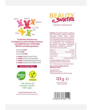 Beautysweies Sugar-Free Bunnies 125g | Fruity Vegan Fruit Gum with Delicious Foam | Enjoy Guilt-Free Treats! - Buy Online on GoSupps.com