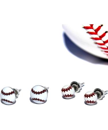 Baseball Stud Earrings Set - 2 Pairs (Small) - Buy Online on GoSupps.com