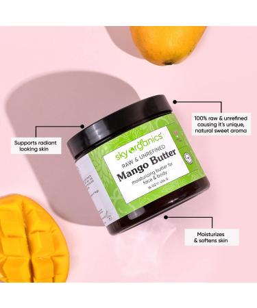 Sky Organics Raw Mango Butter 16 oz - Unrefined Natural Moisturizer - Buy Online on GoSupps.com