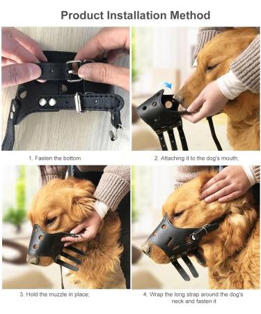 PETCUTE Anti-Bite Leather Dog Muzzle - Adjustable & Soft XL Brown Muzzle for Biting, Barking, and Chewing Prevention - Buy Online on GoSupps.com