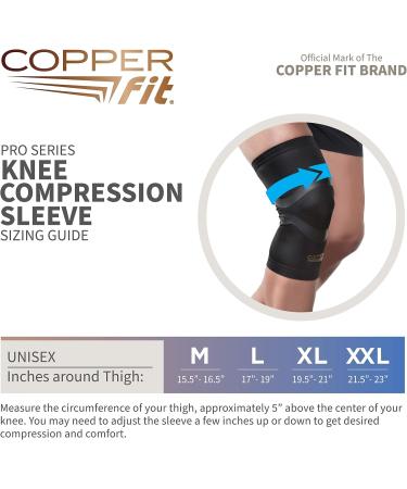 Copper Fit Pro Series Black Large Knee Compression Sleeve - Support and Pain Relief - Buy Online on GoSupps.com