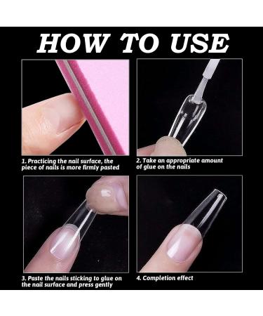 240 Pieces Transparent Nail Tips - Extra Long Half Cover Square Acrylic Tips for DIY Nail Art - 12 Sizes - Perfect for E-commerce International Shipping - Buy Online on GoSupps.com